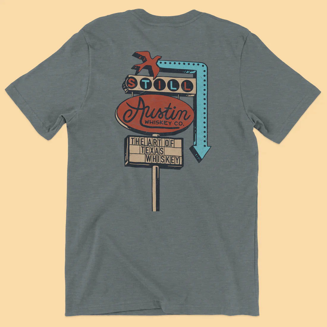 Retro Sign T shirt - Stone Blue